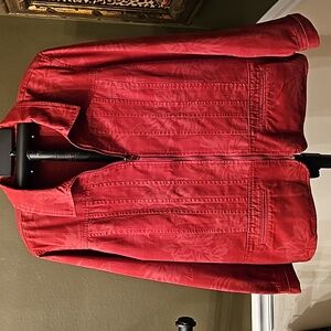 CJ BANKS Stone Washed Zippered Jacket Coat w Double Front Pockets Women's sz 1X